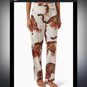 DESMOND & DEMPSEY Cotton Rayas Pajama Pants Size Medium Tiger Print